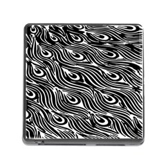 Digitally Created Peacock Feather Pattern In Black And White Memory Card Reader (square) by Simbadda