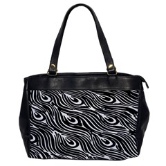 Digitally Created Peacock Feather Pattern In Black And White Office Handbags by Simbadda