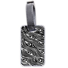 Digitally Created Peacock Feather Pattern In Black And White Luggage Tags (two Sides) by Simbadda