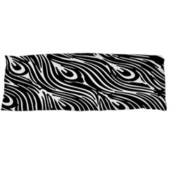 Digitally Created Peacock Feather Pattern In Black And White Body Pillow Case (dakimakura) by Simbadda