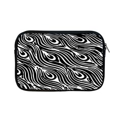 Digitally Created Peacock Feather Pattern In Black And White Apple Ipad Mini Zipper Cases by Simbadda