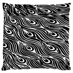 Digitally Created Peacock Feather Pattern In Black And White Standard Flano Cushion Case (one Side) by Simbadda