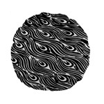 Digitally Created Peacock Feather Pattern In Black And White Standard 15  Premium Flano Round Cushions Front