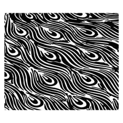 Digitally Created Peacock Feather Pattern In Black And White Double Sided Flano Blanket (small)  by Simbadda