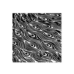 Digitally Created Peacock Feather Pattern In Black And White Satin Bandana Scarf by Simbadda