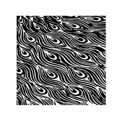 Digitally Created Peacock Feather Pattern In Black And White Small Satin Scarf (square) by Simbadda