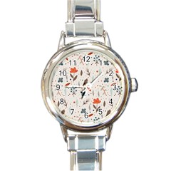 Seamless Floral Patterns  Round Italian Charm Watch by TastefulDesigns