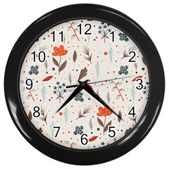 Seamless Floral Patterns  Wall Clocks (black) by TastefulDesigns