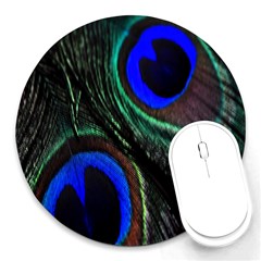 Peacock Feather Round Mousepads by Simbadda