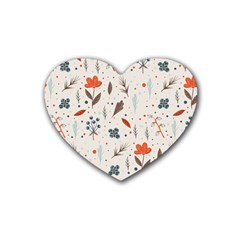 Seamless Floral Patterns  Rubber Coaster (heart)  by TastefulDesigns