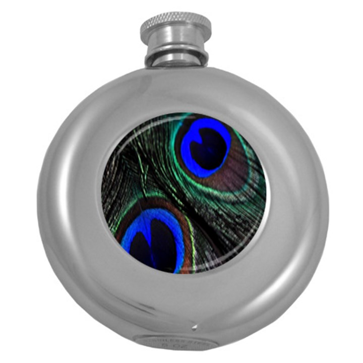 Peacock Feather Round Hip Flask (5 oz)