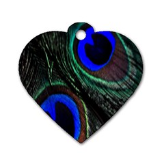 Peacock Feather Dog Tag Heart (one Side) by Simbadda