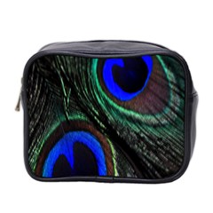 Peacock Feather Mini Toiletries Bag 2-side by Simbadda