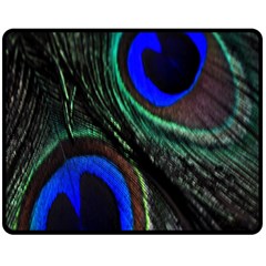 Peacock Feather Fleece Blanket (medium)  by Simbadda