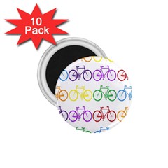 Rainbow Colors Bright Colorful Bicycles Wallpaper Background 1 75  Magnets (10 Pack)  by Simbadda