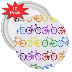 Rainbow Colors Bright Colorful Bicycles Wallpaper Background 3  Buttons (10 Pack)  by Simbadda