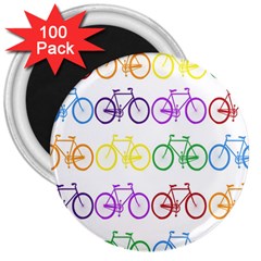 Rainbow Colors Bright Colorful Bicycles Wallpaper Background 3  Magnets (100 Pack) by Simbadda