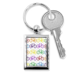 Rainbow Colors Bright Colorful Bicycles Wallpaper Background Key Chains (rectangle)  by Simbadda