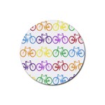 Rainbow Colors Bright Colorful Bicycles Wallpaper Background Rubber Round Coaster (4 pack)  Front