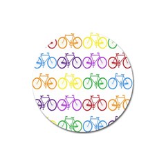 Rainbow Colors Bright Colorful Bicycles Wallpaper Background Magnet 3  (round) by Simbadda