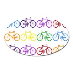 Rainbow Colors Bright Colorful Bicycles Wallpaper Background Oval Magnet by Simbadda