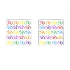 Rainbow Colors Bright Colorful Bicycles Wallpaper Background Cufflinks (square) by Simbadda