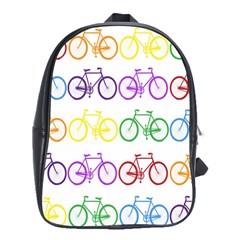 Rainbow Colors Bright Colorful Bicycles Wallpaper Background School Bags(large)  by Simbadda