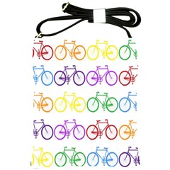 Rainbow Colors Bright Colorful Bicycles Wallpaper Background Shoulder Sling Bags by Simbadda