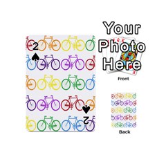 Rainbow Colors Bright Colorful Bicycles Wallpaper Background Playing Cards 54 (mini)  by Simbadda