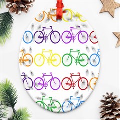 Rainbow Colors Bright Colorful Bicycles Wallpaper Background Ornament (oval Filigree)