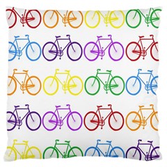 Rainbow Colors Bright Colorful Bicycles Wallpaper Background Large Cushion Case (two Sides) by Simbadda