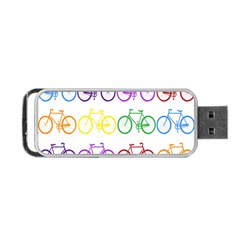 Rainbow Colors Bright Colorful Bicycles Wallpaper Background Portable Usb Flash (two Sides) by Simbadda