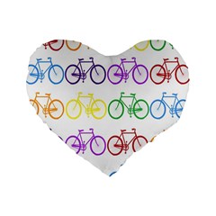 Rainbow Colors Bright Colorful Bicycles Wallpaper Background Standard 16  Premium Heart Shape Cushions by Simbadda