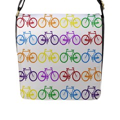 Rainbow Colors Bright Colorful Bicycles Wallpaper Background Flap Messenger Bag (l)  by Simbadda