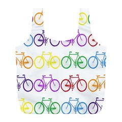 Rainbow Colors Bright Colorful Bicycles Wallpaper Background Full Print Recycle Bags (l)  by Simbadda