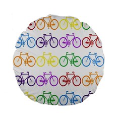 Rainbow Colors Bright Colorful Bicycles Wallpaper Background Standard 15  Premium Flano Round Cushions by Simbadda