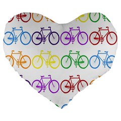 Rainbow Colors Bright Colorful Bicycles Wallpaper Background Large 19  Premium Flano Heart Shape Cushions by Simbadda