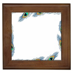 Beautiful Frame Made Up Of Blue Peacock Feathers Framed Tiles by Simbadda