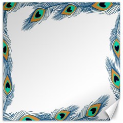 Beautiful Frame Made Up Of Blue Peacock Feathers Canvas 12  X 12   by Simbadda