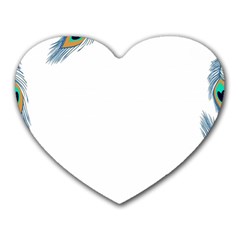 Beautiful Frame Made Up Of Blue Peacock Feathers Heart Mousepads by Simbadda