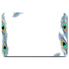 Beautiful Frame Made Up Of Blue Peacock Feathers Large Doormat  by Simbadda