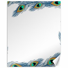 Beautiful Frame Made Up Of Blue Peacock Feathers Canvas 11  X 14   by Simbadda