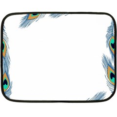 Beautiful Frame Made Up Of Blue Peacock Feathers Double Sided Fleece Blanket (mini)  by Simbadda