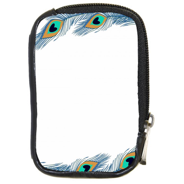 Beautiful Frame Made Up Of Blue Peacock Feathers Compact Camera Cases