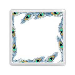 Beautiful Frame Made Up Of Blue Peacock Feathers Memory Card Reader (square)  by Simbadda