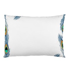 Beautiful Frame Made Up Of Blue Peacock Feathers Pillow Case (two Sides) by Simbadda