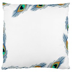 Beautiful Frame Made Up Of Blue Peacock Feathers Large Cushion Case (two Sides) by Simbadda