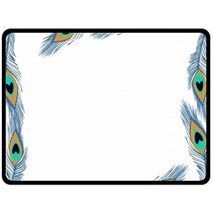 Beautiful Frame Made Up Of Blue Peacock Feathers Double Sided Fleece Blanket (large)  by Simbadda