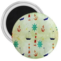 Vintage Seamless Nautical Wallpaper Pattern 3  Magnets by Simbadda