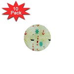 Vintage Seamless Nautical Wallpaper Pattern 1  Mini Buttons (10 pack)  Front